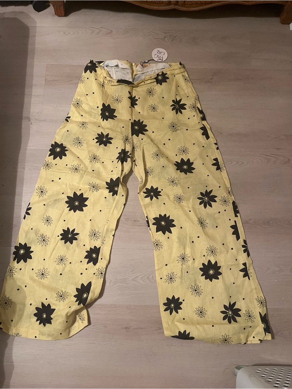 Yellow Floral Wide-Leg Pantsuits VRG GRL